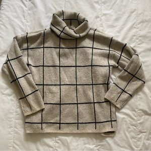 Madewell turtleneck gray black windowpane sweater